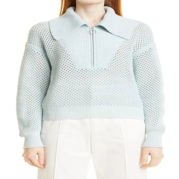 NEW Jonathan Simkhai Blue Ariella Half Zip Pullover Sweater XS - Picture 1 of 6